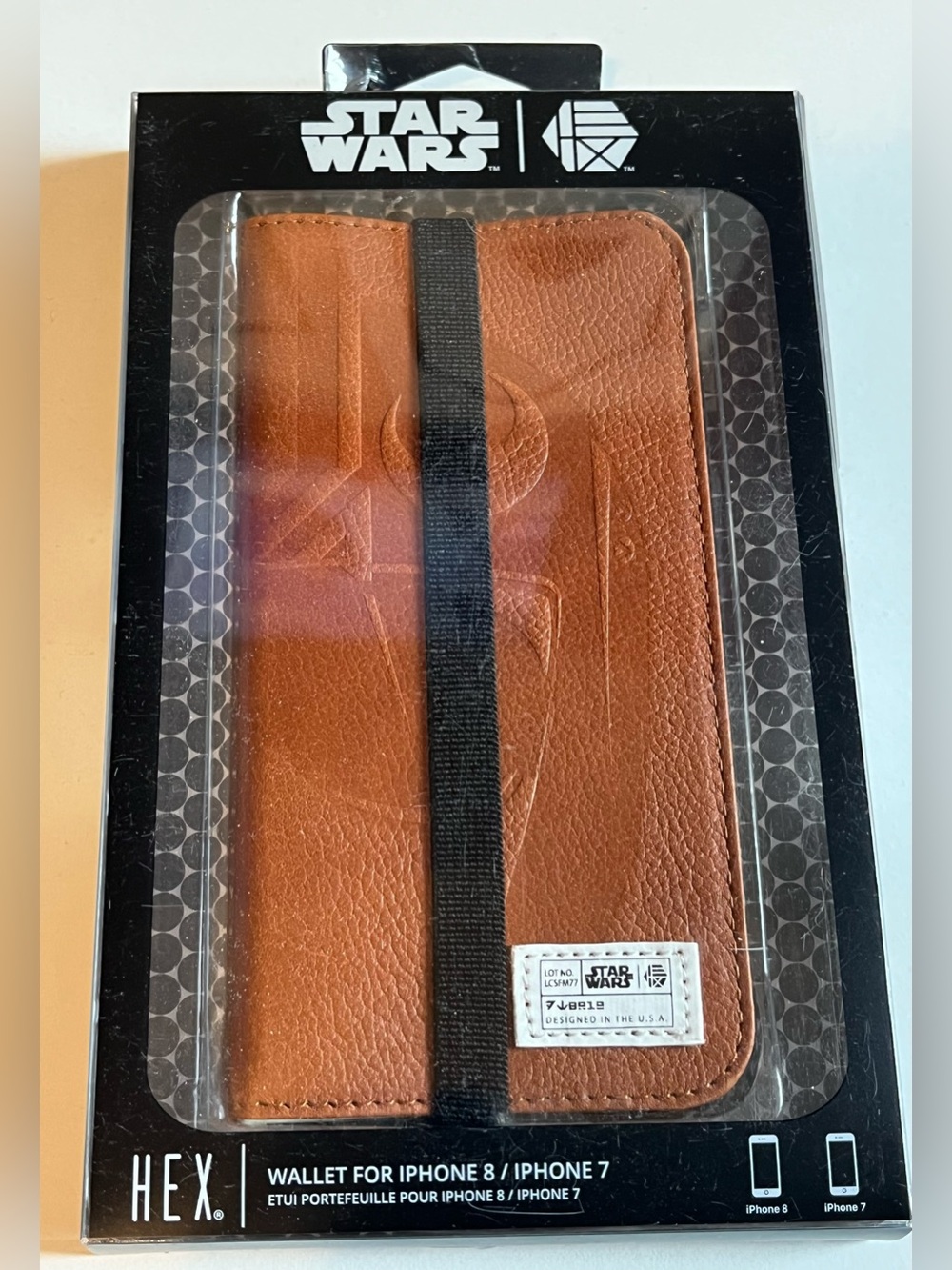 NEW HEX Star Wars Leather Wallet Case iPhone 7 / iPhone 8 X-Wing Brown Embossed